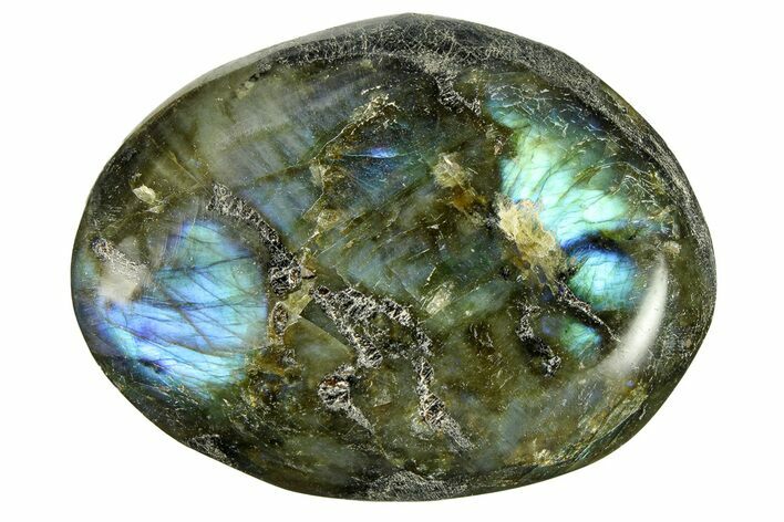 Flashy, Polished Labradorite Palm Stone - Madagascar #290538